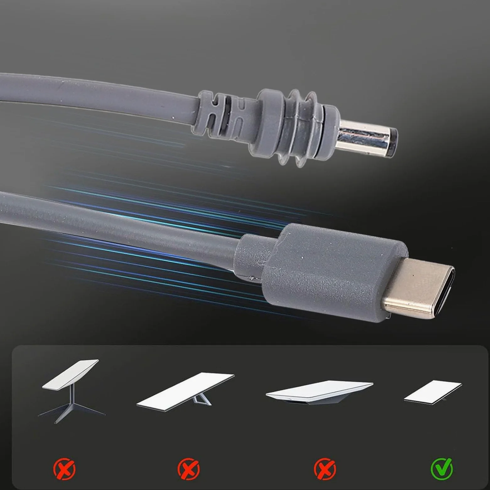 KIMISS Kabel Zasilający Mini DC do Satelity – 3 w 1 DC Typu C 12 V 24 V w Samochodzie – Wodoodporny Kabel Zamienny 18AWG do Użytku na Zewnątrz