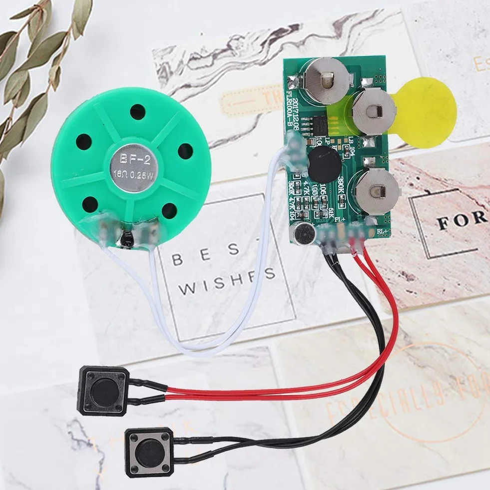 VBESTLIFE Chip z życzeniami, 4 minuty Moduł nagrywanego głosu Audio Chip dla majsterkowiczów Homemade Greeting Cards, pudełka, zaproszenia