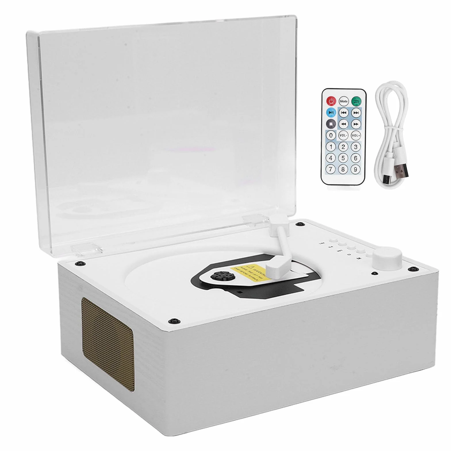Przenośny Odtwarzacz BT CD Retro Wielofunkcyjny Odtwarzacz CD z Zdalnym Sterowaniem BT 5.0 USB Odtwarzanie Napędu Flash Wbudowane w baterię 3600 MAh do Podróży w Biurze (Kolor białego drewna)