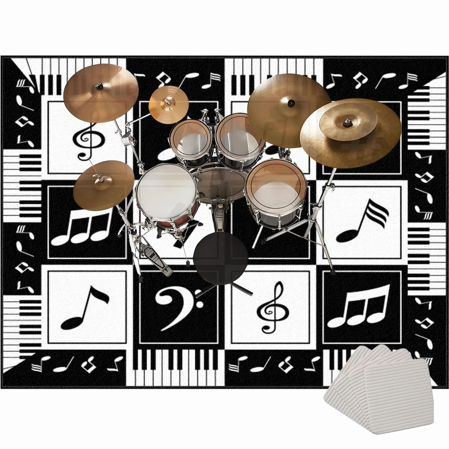 Dywan perkusyjny, mata perkusyjna, antypoślizgowy dźwiękoszczelny dywan 120 x 90 cm, profesjonalny prostokątny elektroniczny zestaw perkusyjny jazzowy, dywan perkusyjny do ochrony podłogi