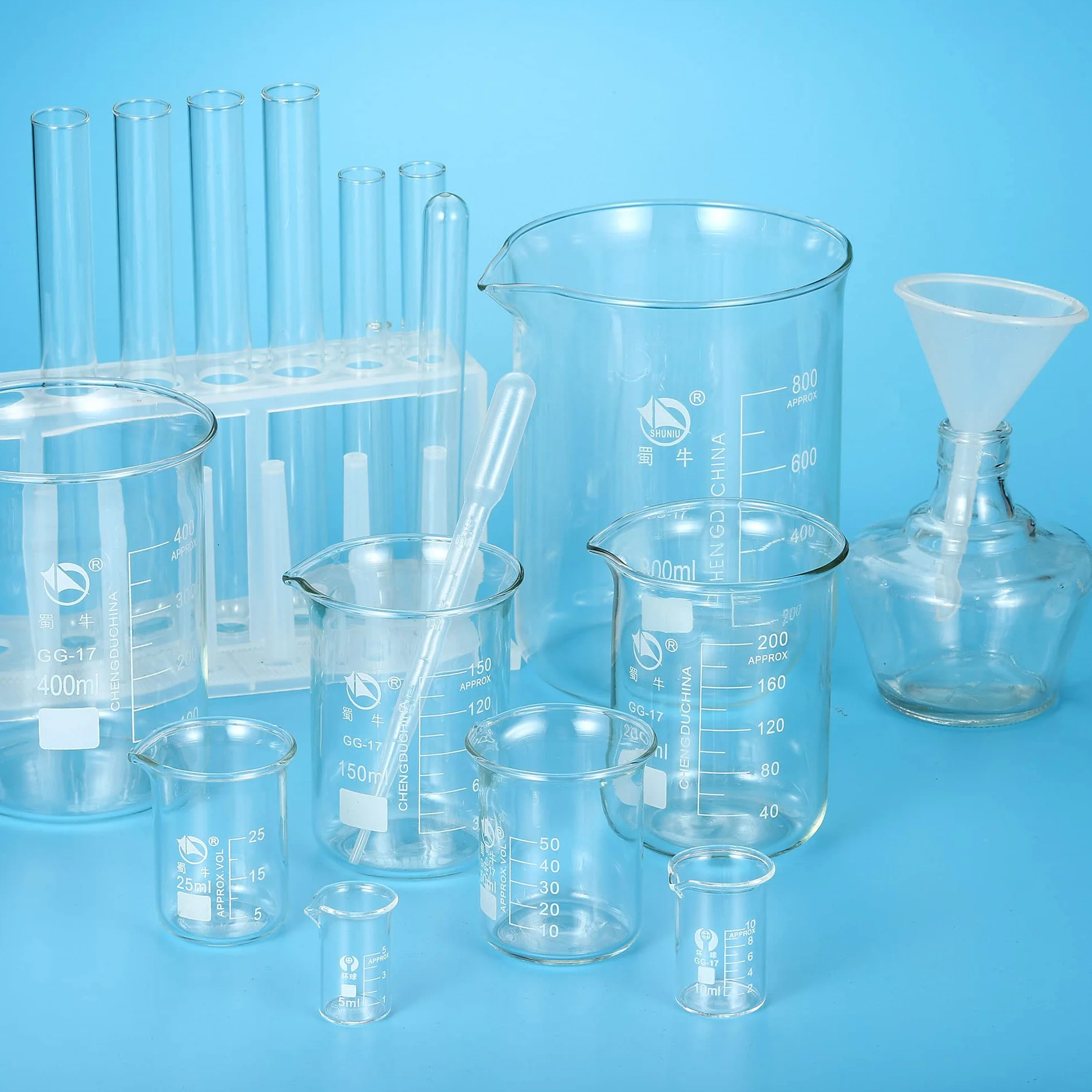 PATIKIL Szklana zlewka o niskiej formie, 5 ml, 3,3 ze szkła borokrzemowego, miarka ze szkła borokrzemowego, z wylewką, do płynów laboratoryjnych, 2 szt