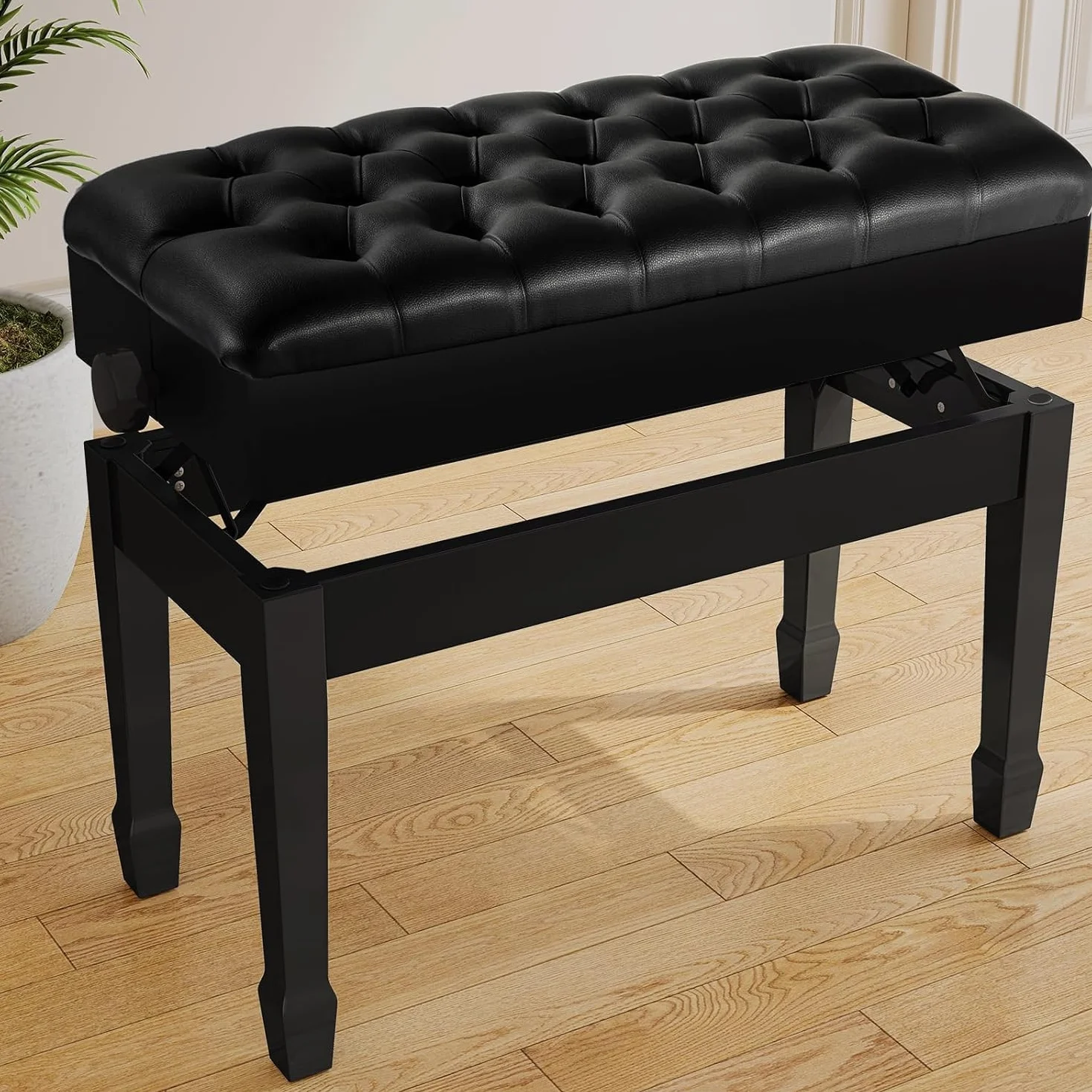 LIFERUN Podwójna ławka fortepianowa, długie krzesło fortepianowe z regulacją wysokości 72 x 34 x 50 cm, ławka do pianina z pogrubionej skóry PU z miejscem do przechowywania, wytrzymały taboret