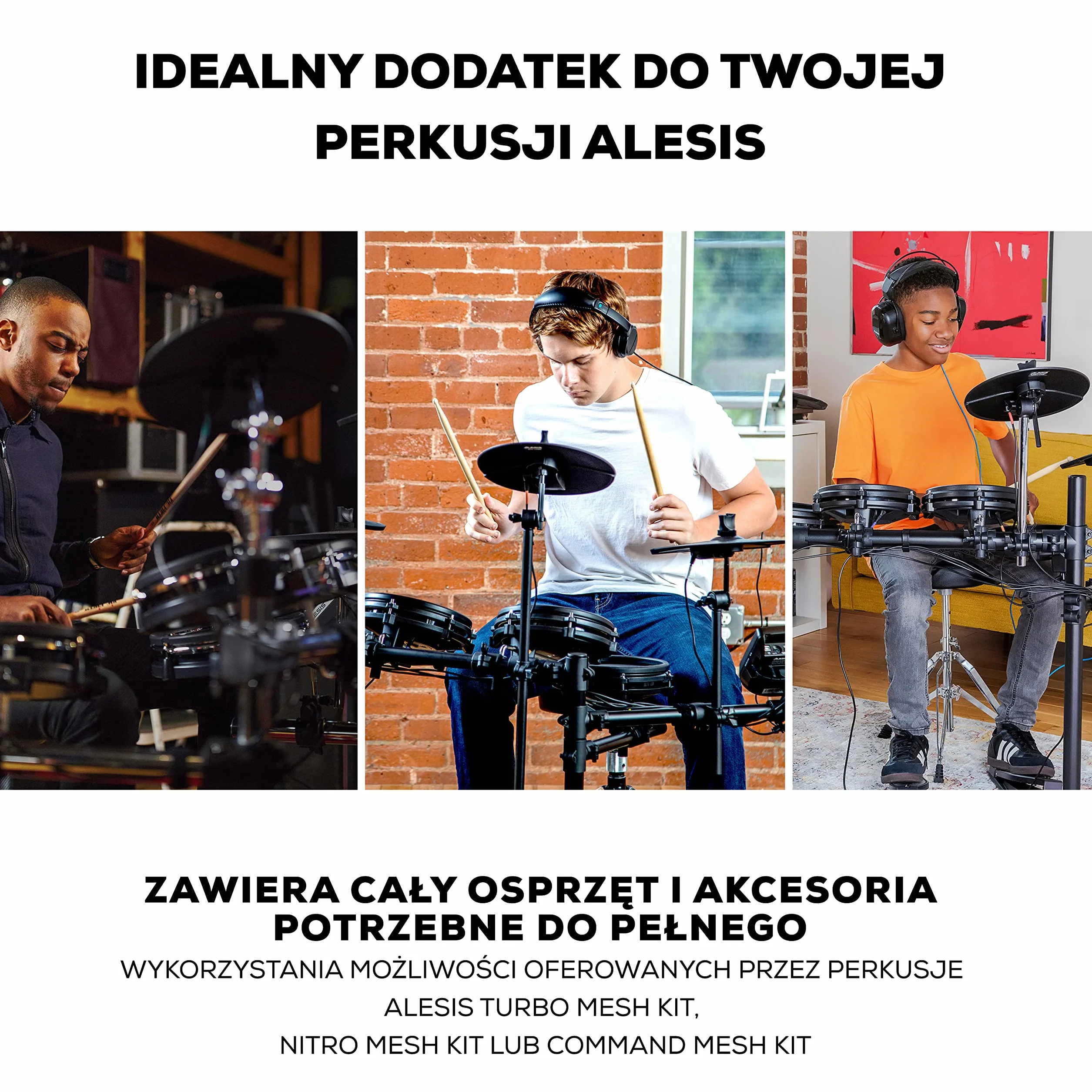 Alesis Drum Essentials Bundle - Kompletny Zestaw Akcesoriów do Perkusji Elektrycznej Obejmujący Stołek Perkusyjny i Słuchawki Nauszne