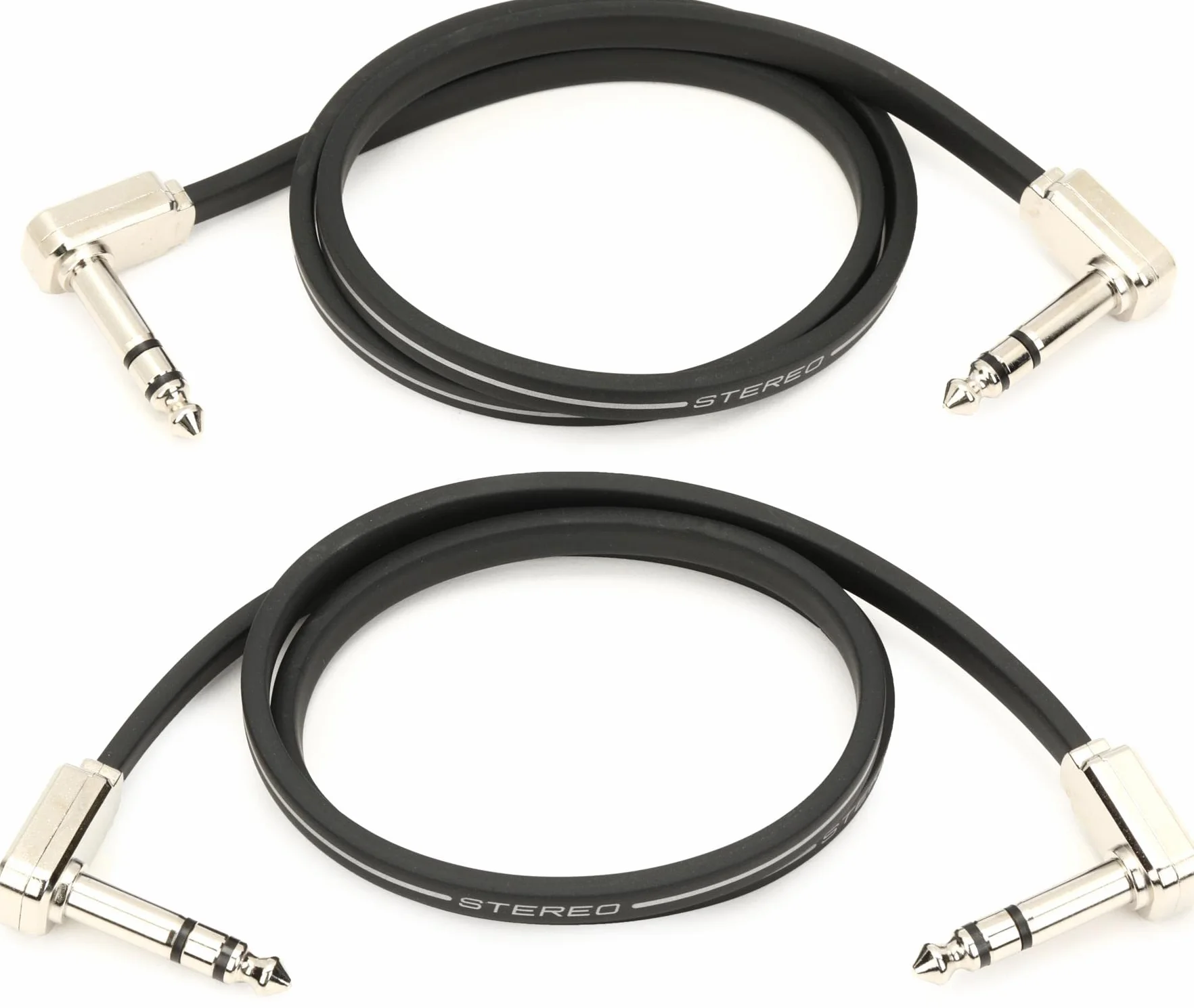 Ernie Ball 24" Flat Ribbon Stereo Patch Cable 2-Pack - Black