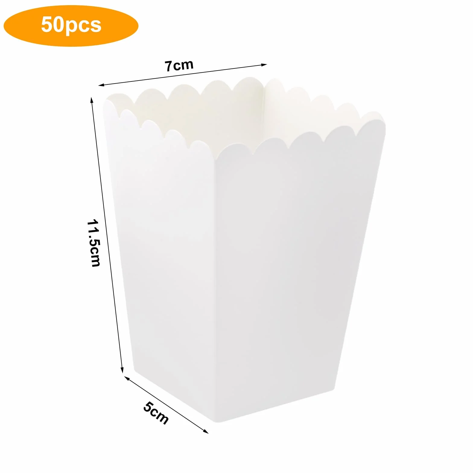 50 sztuk pudełek na popcorn, małe białe pudełka na popcorn, pojemniki na popcorn, torebki na popcorn, cukierki, do przechowywania przekąsek, popcornu i słodyczy w teatrach, kinach i karnawale