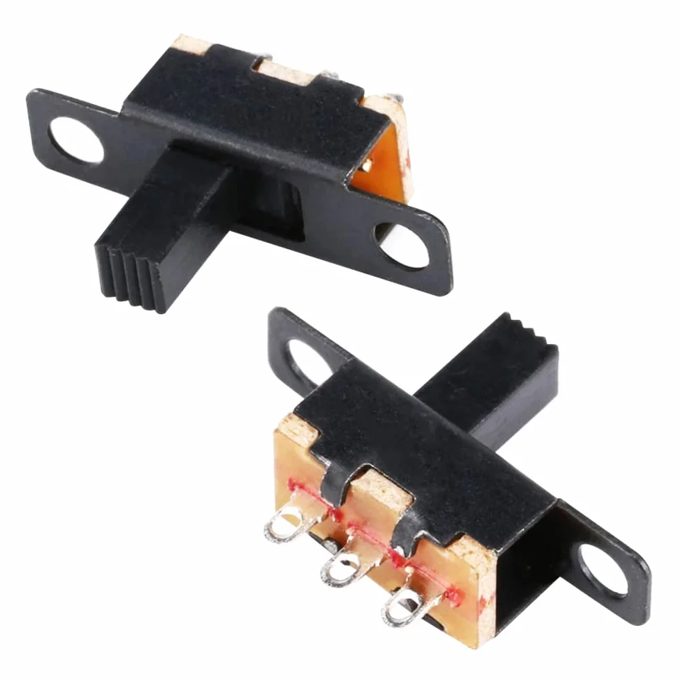 100 szt. 3-pinowy 2-pozycyjny przełącznik suwakowy mini panel przełączników ON/OFF mikroprzełącznik do urządzeń elektronicznych DIY panel przełączników