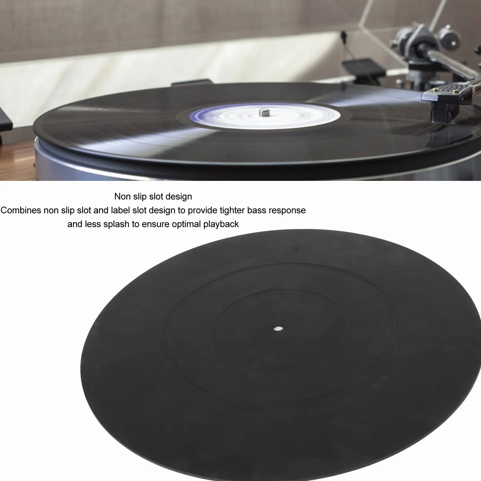 Gramofon Slipmat, 12-calowa Gumowa Mata Antystatyczna, Antywibracyjna, Miękka Gumowa Podkładka Gramofonowa, do Gramofonu Gramofonowego, Czarna