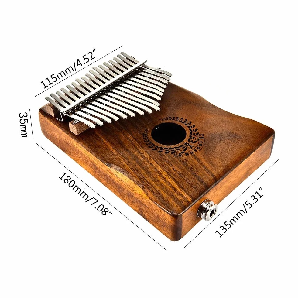 Alnicov Kalimba, 17-klawiszowa akacja EQ, elektryczny palec kciuk, fortepian, wbudowany przetwornik z interfejsem audio 6,35 mm dla początkujących, profesjonalne instrumenty muzyczne, PART580