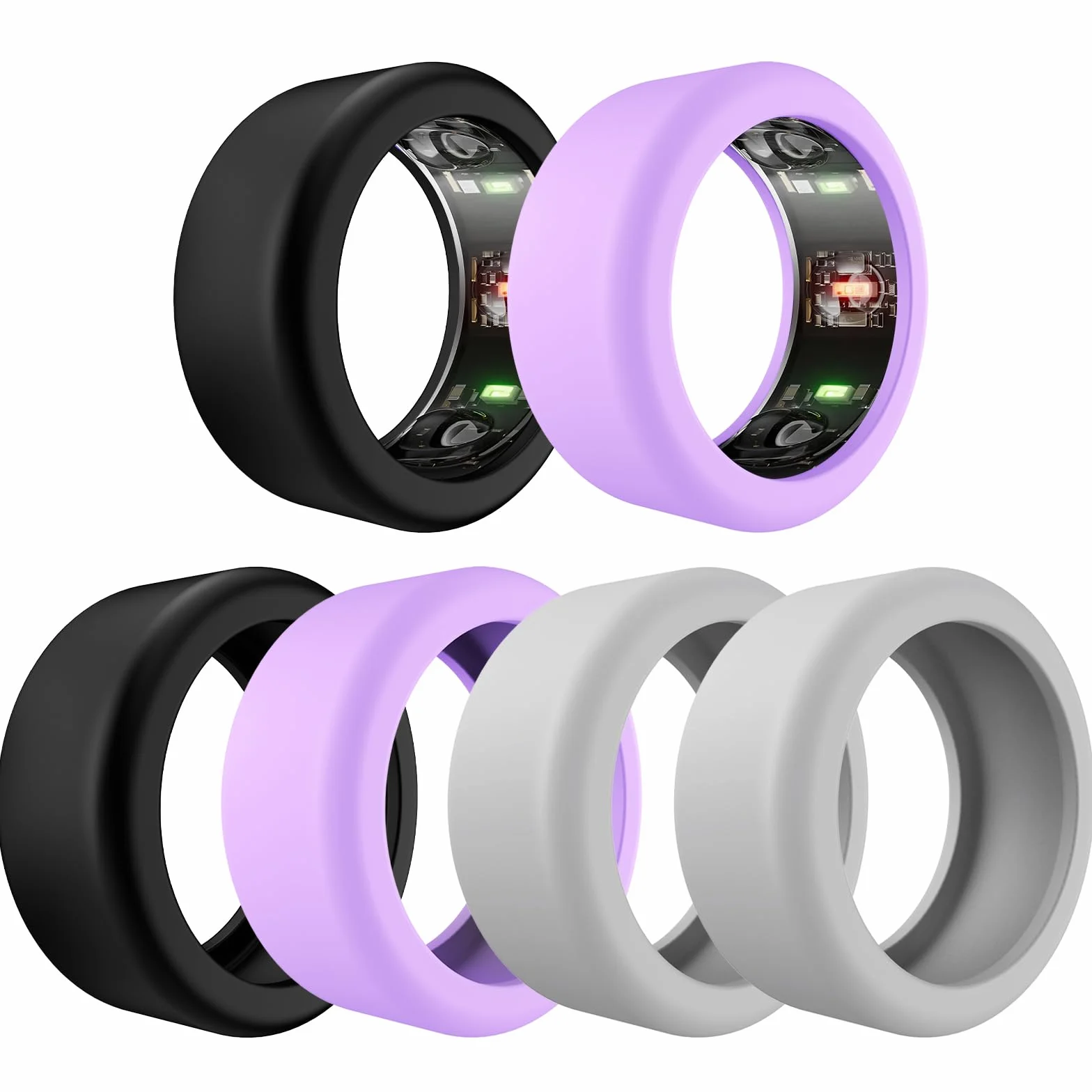 TiMOVO Silikonowe etui pierścieniowe kompatybilne z Gen 3, Oura Ring 4, Samsung Galaxy Ring, Ultrahuman Ring AIR, RingConn, etui pasuje do wszystkich, uniwersalne pierścionki w rozmiarze 6-14, czarny