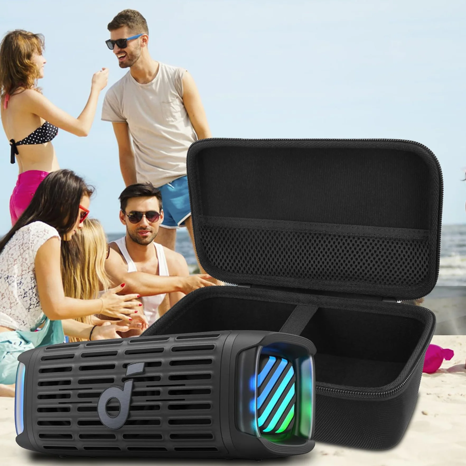 co2CREA Przechowywanie Carry Travel Hard Case dla Soundcore Ancher Boom 3i Portable Bluetooth Speaker, Solo Case, Czarny (Black), L, for soundcore Anker boom 3i