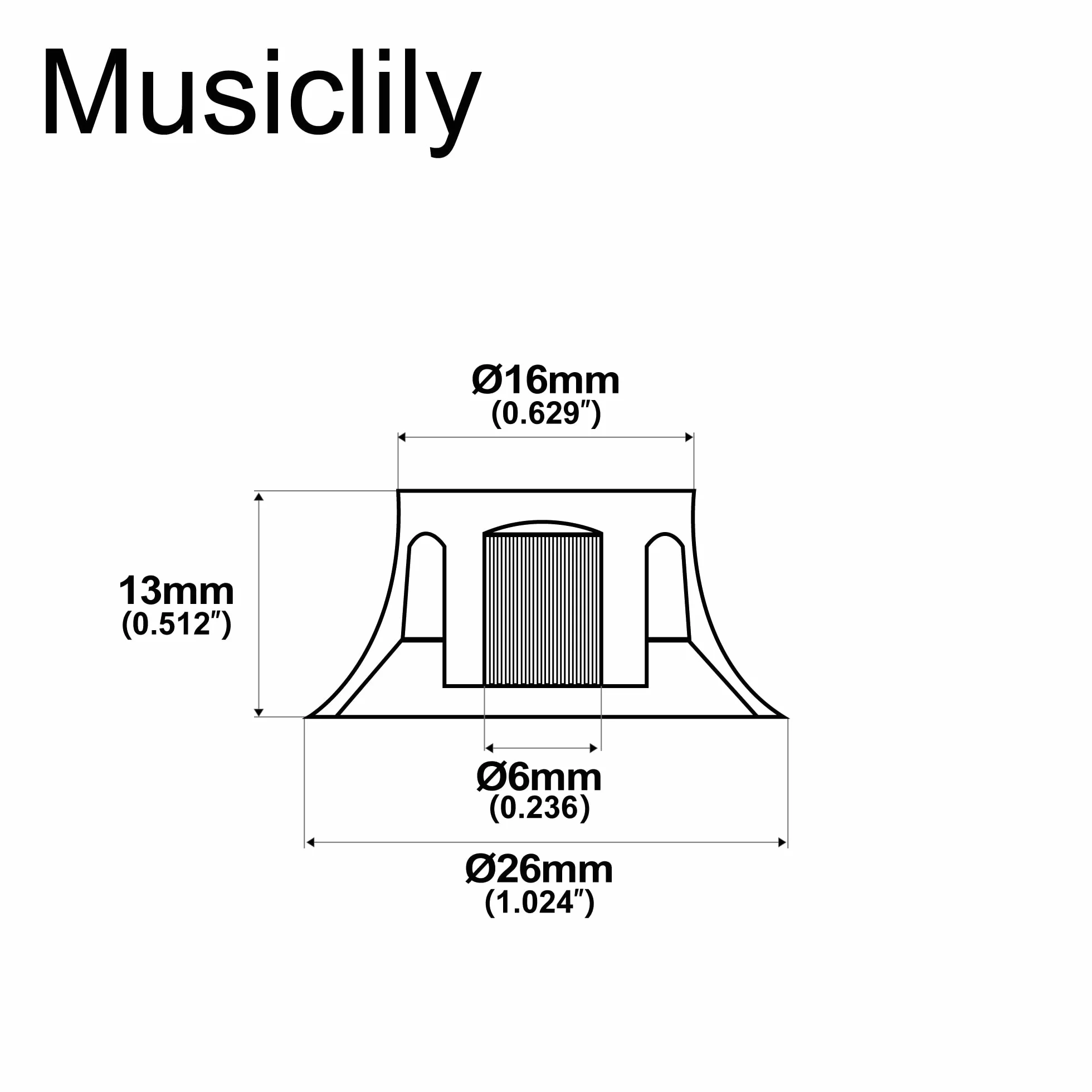 Musiclily Pro Calowa Gałka Potencjometru Top Hat Knobs do Gitary Elektryczny Typu USA Les Paul, Kremowy (4 szt.)