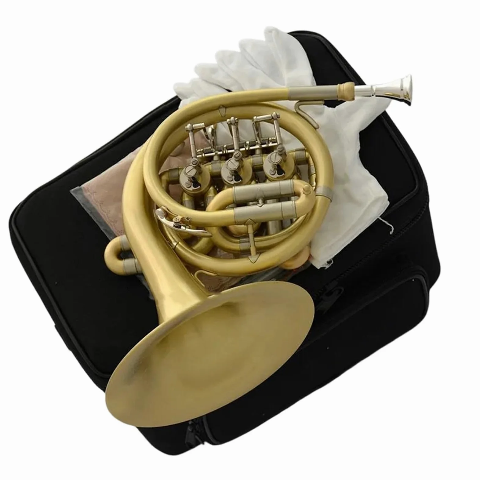 Profesjonalne Róg Francuski Matowe Mosiężne Etui Na Klucze Piccolo Mini Horn Bb