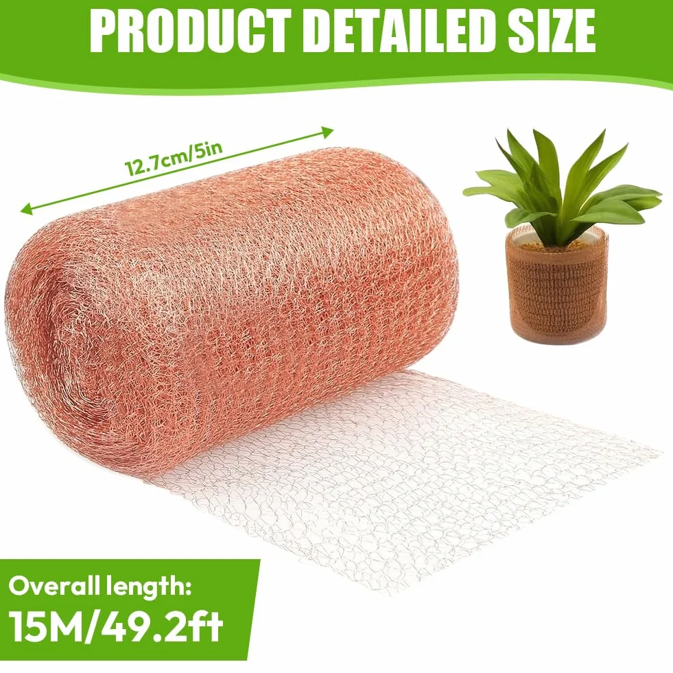 Taśma miedziana przeciw ślimakom, ogrodzenie ślimaków, drut miedziany, siatka miedziana, ochrona przed ślimakami, 12,7 x 15 m, ogrodzenie ślimaków, siatka miedziana, kołnierz ślimakowy, ochrona przed