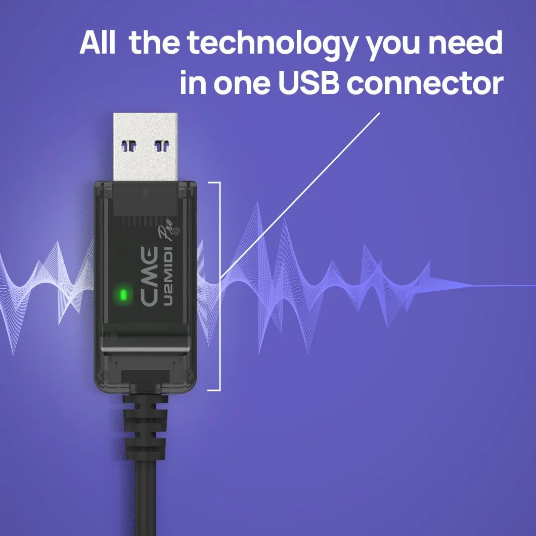 CME U2MIDI Pro – Szybki Kabel USB MIDI z Filtrem i Mapowaniem – Interfejs USB-MIDI Plug & Play do Komputera, Laptopa lub PC oraz Instrumentów MIDI