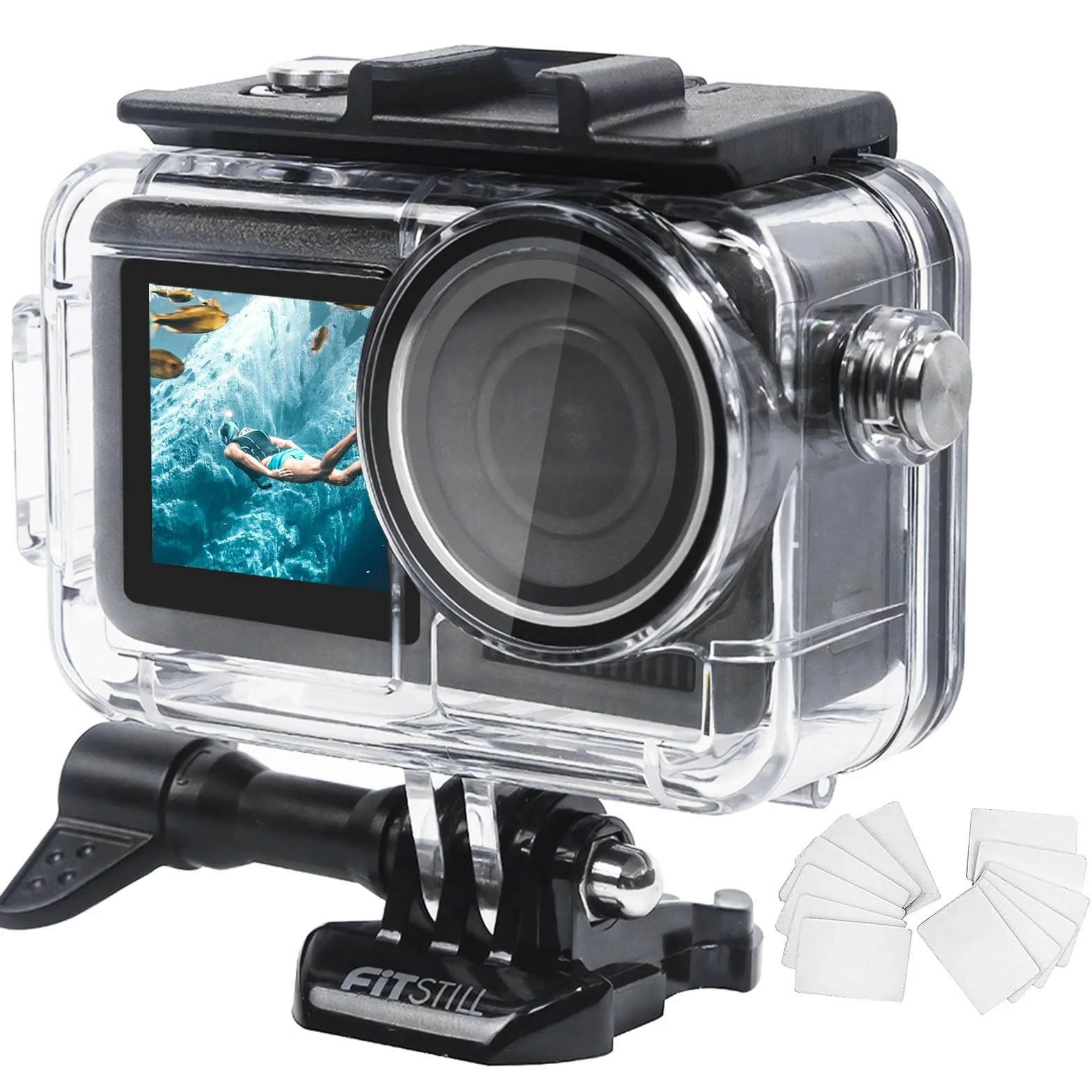FitStill Wodoodporna obudowa do nurkowania podwodna 50 m kompatybilna z DJI Osmo Action 5pro/Action4/Action3, osłona ochronna, akcesoria, niewidoczny futerał do nurkowania do kamery