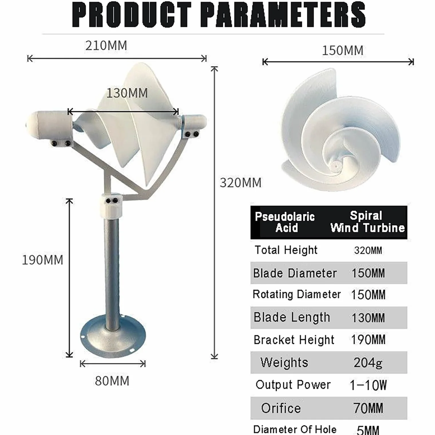 DIY Wind Turbine Model 10W Micro Spiral Wind Power Generator 12V Stały generator magnesów Model ze światłem LED, generator czystej miedzi do badań, nauczania, dekoracji,White
