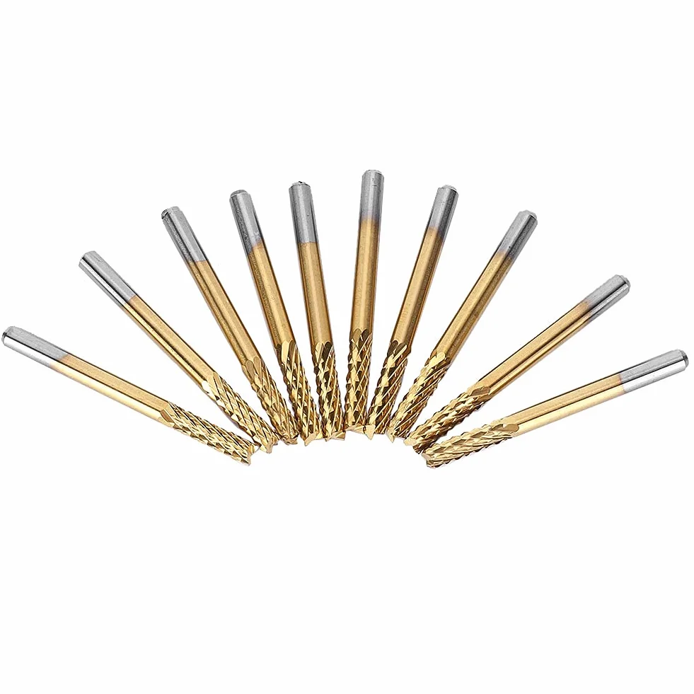 10 stücke 3,175mm Hartmetallfräser Schaftfräser 1/8"schaft Titan Beschichtete CNC PCB Gravur Cutter Bit