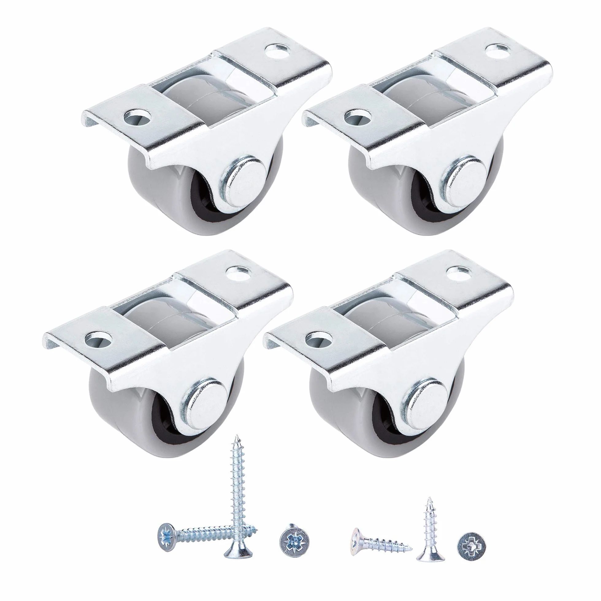 4 x 25 mm gumowe mini kółka z metalową płytką do mebli i wyposażenia