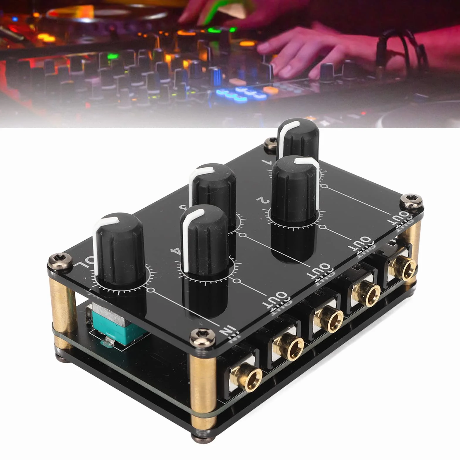 4-kanałowy Pasywny Mikser, Niskoszumowy Mini Przenośny Stereofoniczny 4-kanałowy Mikser Audio Pasywne Nagrywanie na Konsolę na żywo w Studio do Miksowania Instrumentów Odtwarzacze CD Odtwarzacze Taśm
