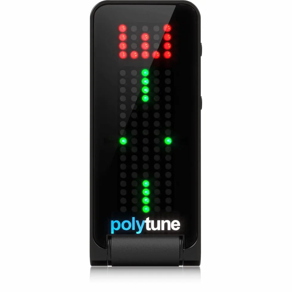 TC Electronic POLYTUNE CLIP tuner Clip-On z trybami polifonicznymi, stroboskopowymi i chromatycznymi oraz wyświetlaczem matrycowym 108 LED dla najlepszej wydajności strojenia