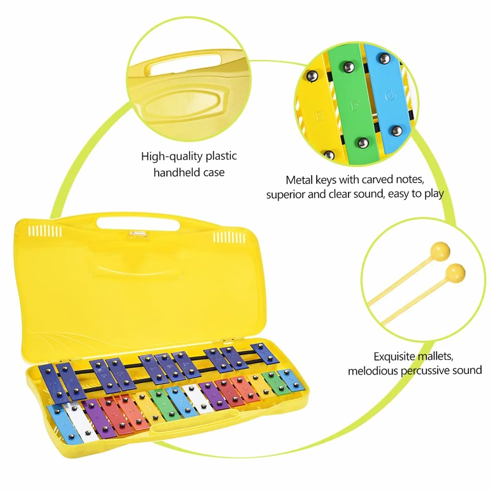 Btuty 25 nut glockenspiel ksylofon aluminiowy instrument perkusyjny rytm muzyczny instrument dydaktyczny z 2 młotkami ręczny futerał