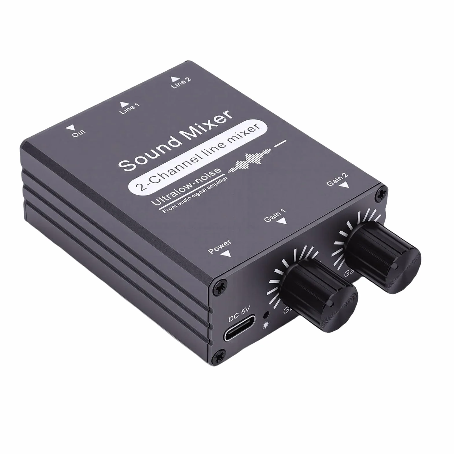 2-Kanałowy Mikser Audio, Mini Mikser Stereo 2 Wejścia I 1 Wyjście, Interfejs 3,5 Mm, Dwa Niezależne Pokrętła Regulacji Głośności, Do Komputera, Telefonu, Laptopa, Słuchawek