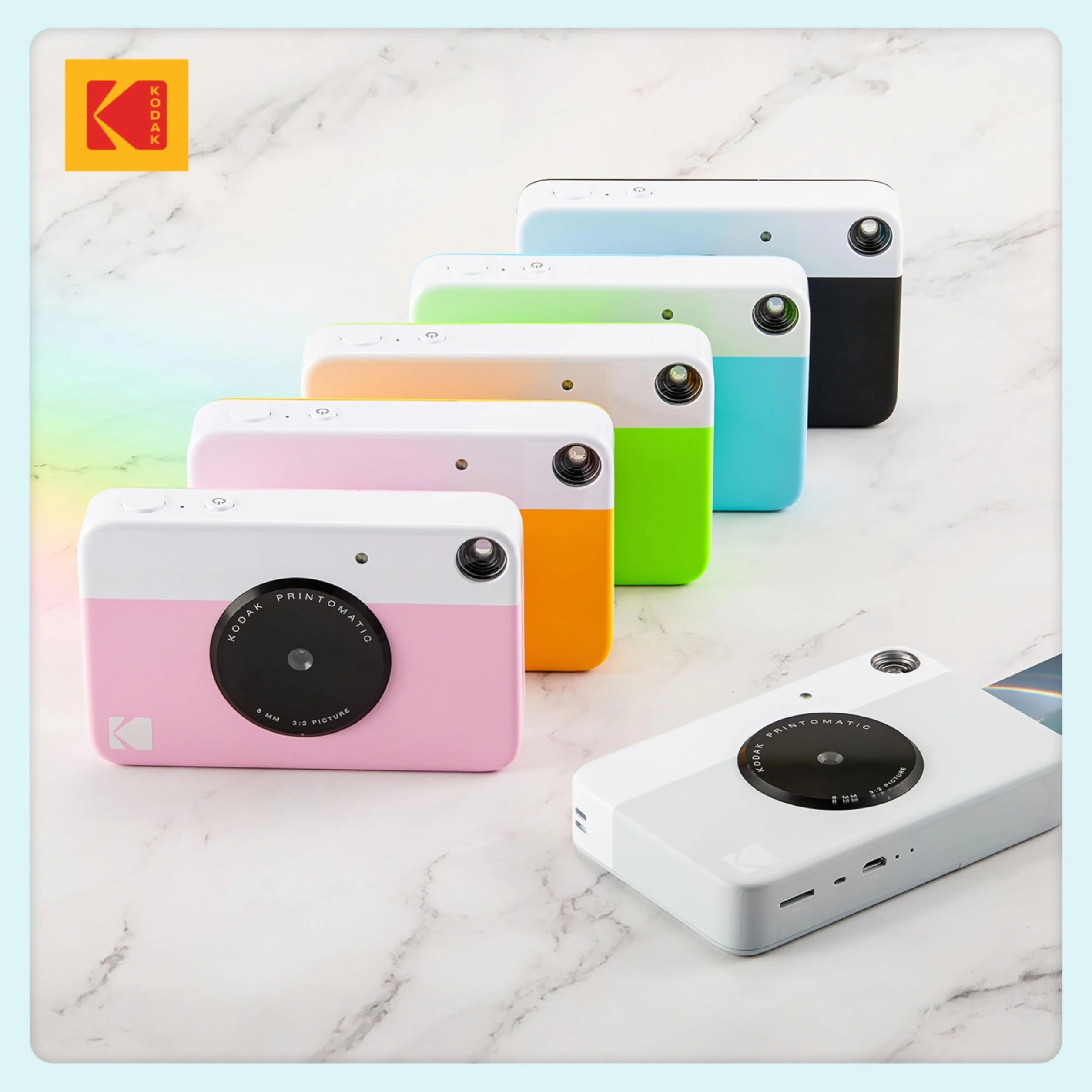 KODAK Printomatic Pełnokolorowy zestaw startowy aparatu do natychmiastowego drukowania + miękkie etui + cynk 20 sztuk papieru fotograficznego, kolorowe zdjęcia na papierze samoprzylepnym 5 x 7,6 cm,