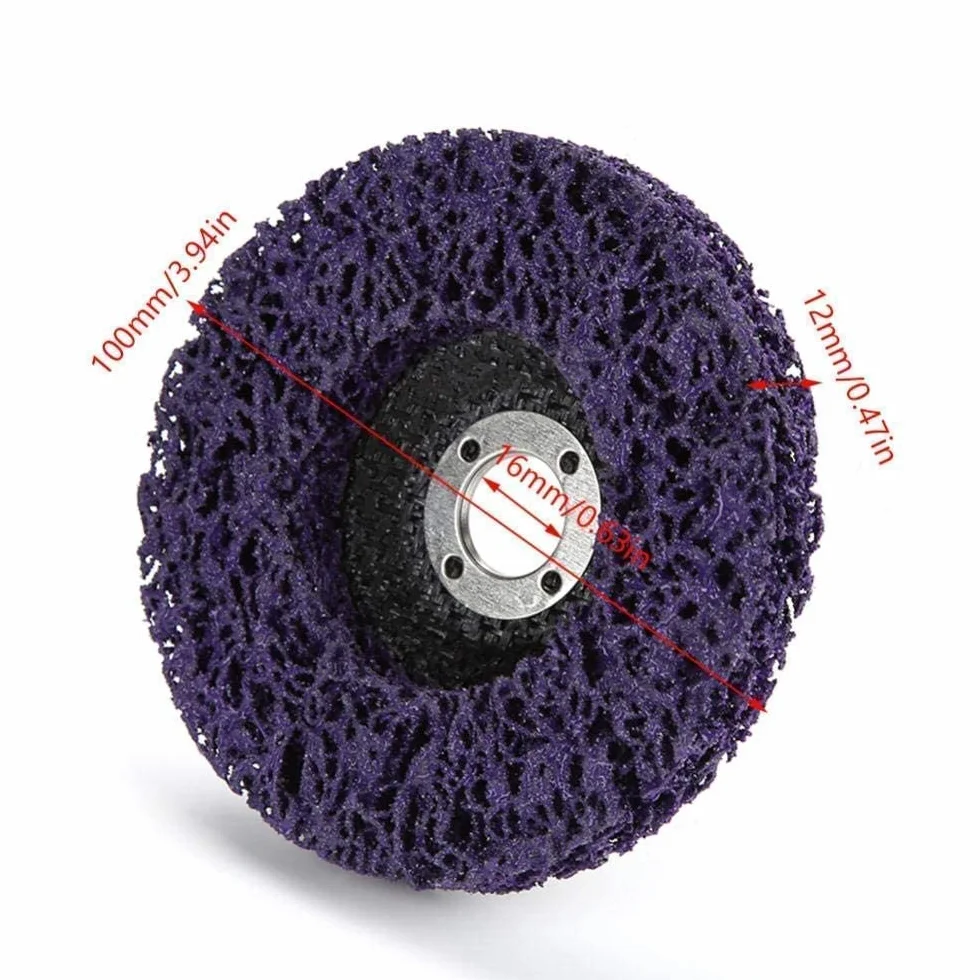 Zestaw 5 tarcz ściernych do szlifierki 100 mm 60# Poly Strip Disc narzędzie do czyszczenia do usuwania rdzy/malowania/łuszczenia fioletowo-złotej