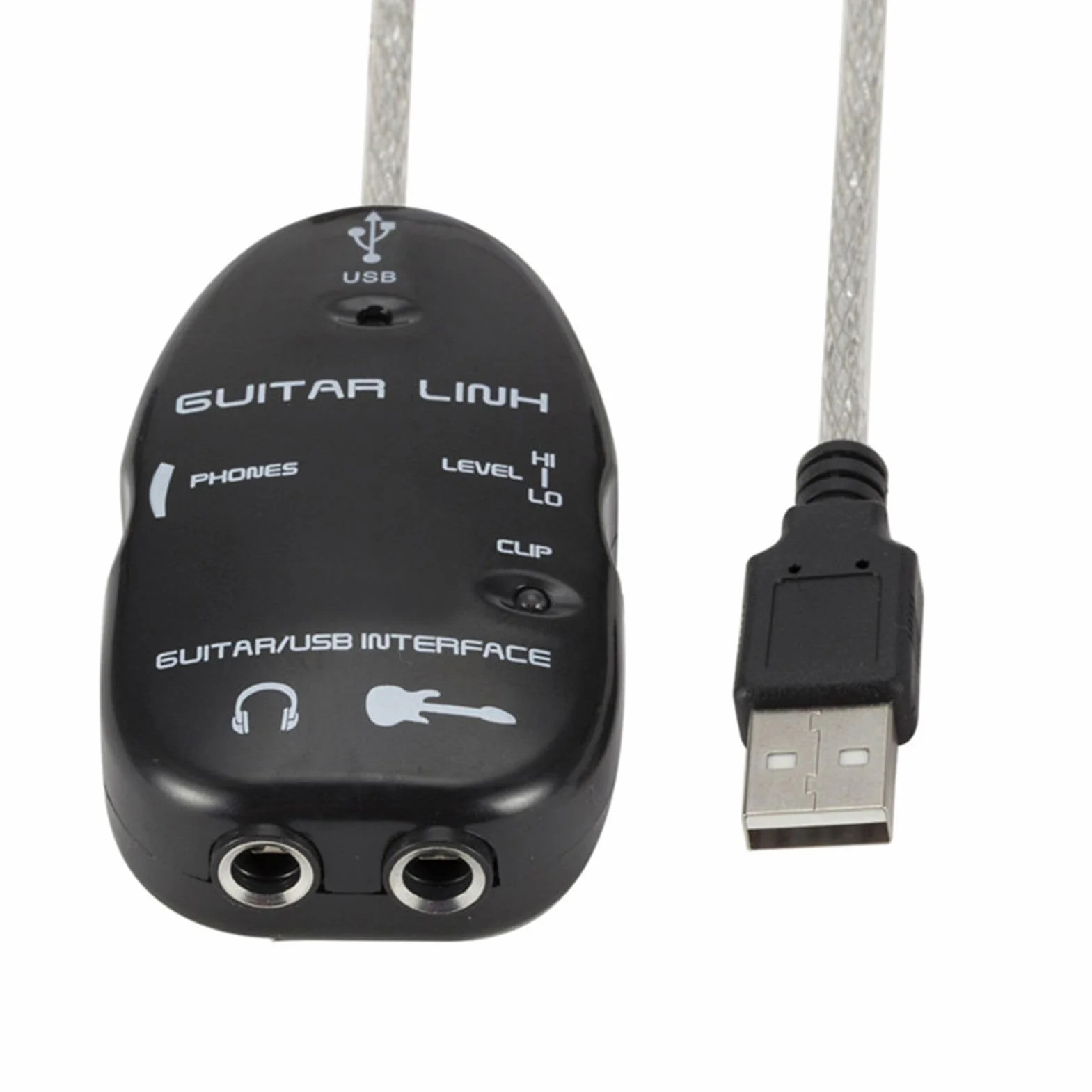 BRRNOO Interfejs audio USB, gitarowy interfejs audio ze złączem USB PC czarny