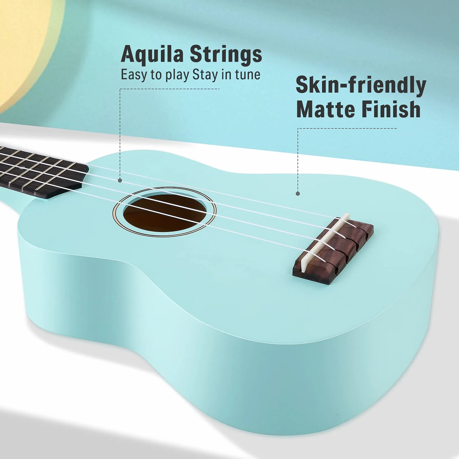 Donner Ukulele sopranowe dla początkujących dorosłych ukelele z paskiem online za darmo na lekcje pasek tunera, DMU-01 21 cali matowy pakiet ukalee zestaw Macaron Series-Miętowy zielony