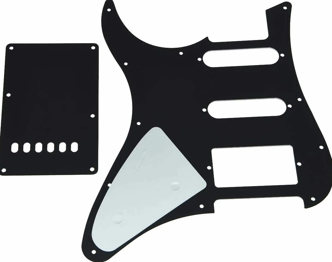 Dopro Gitara HSS Pickguard i Tremolo Trem Cover Tylna płyta pasuje do gitary Yamaha PACIFICA czarna 3-warstwowa