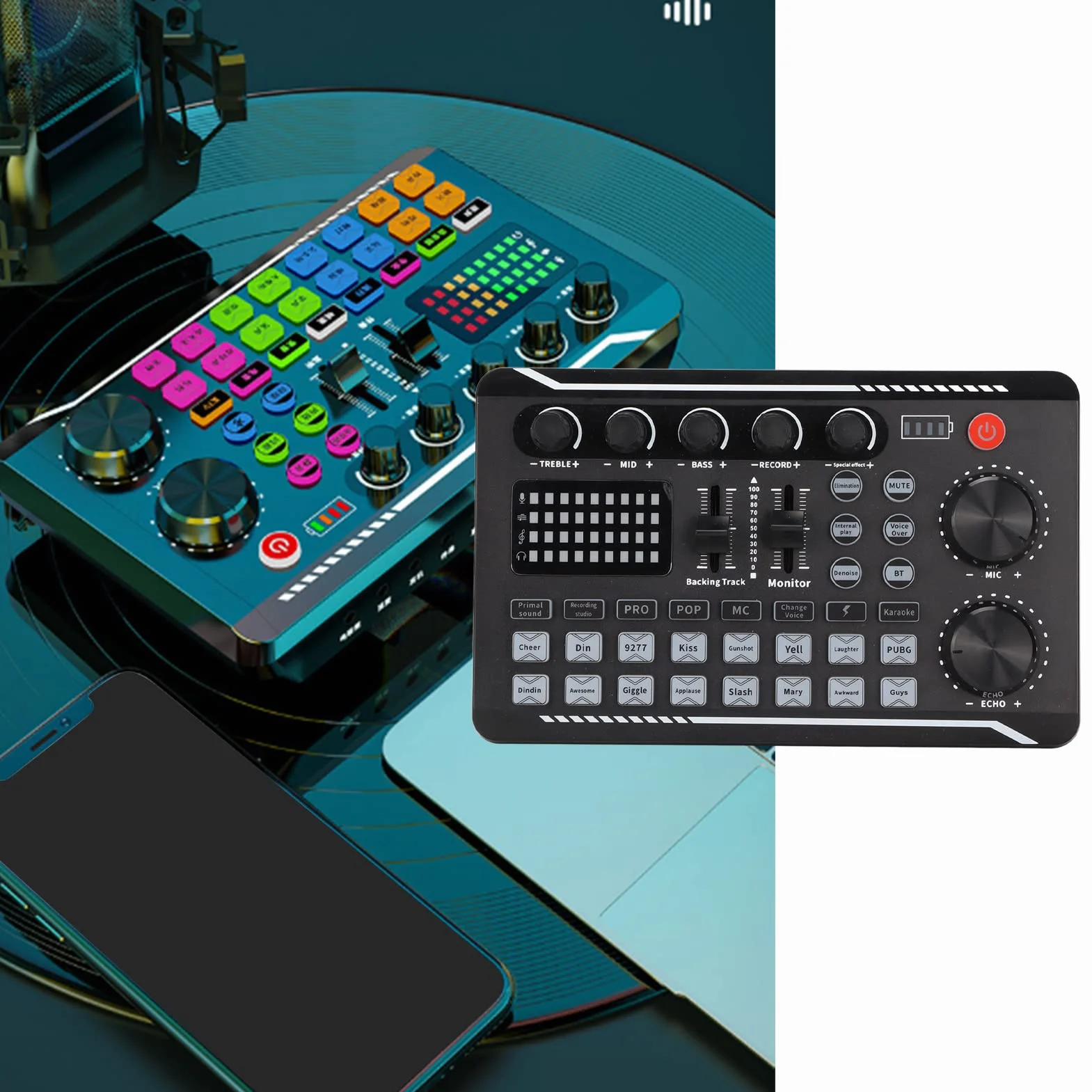 Zewnętrzna Karta Dźwiękowa, Adapter Audio USB Karta Dźwiękowa na żywo Mikser DJ Sprzęt do Podcastów 16 Bitów 44,1 KHz Dwukanałowy Wielofunkcyjny, do Karaoke, Elektro, Zmiany Głosu, Krzyków, Popularne
