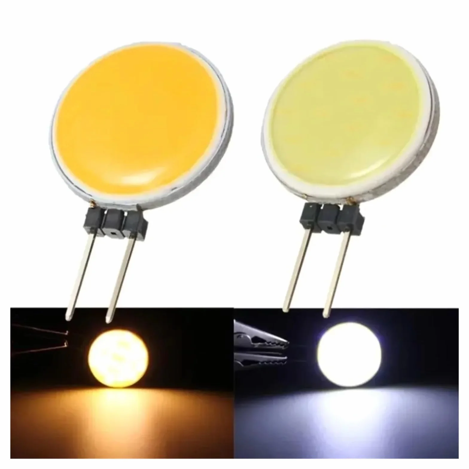 Żarówka LED COB do projektora, chipy SMD 5050, zimna i ciepła biel, żarówki oświetleniowe, DC12V 5W 7W, halogenowa lampa zastępcza, 2 sztuki (zimna biała-5 szt., 5W-18LED)