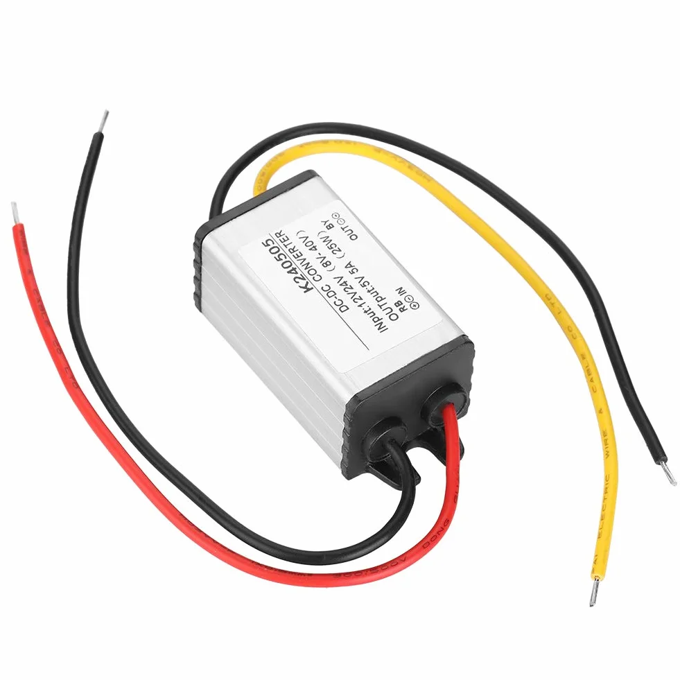 Jadeshay Konwerter prądu stałego, konwerter prądu stałego 12 V/24 V na 5 V, zasilacz 5 A, zmieniacz napięcia konwertera mocy samochodowej, moduł zasilacza regulatora napięcia wysokowydajnego
