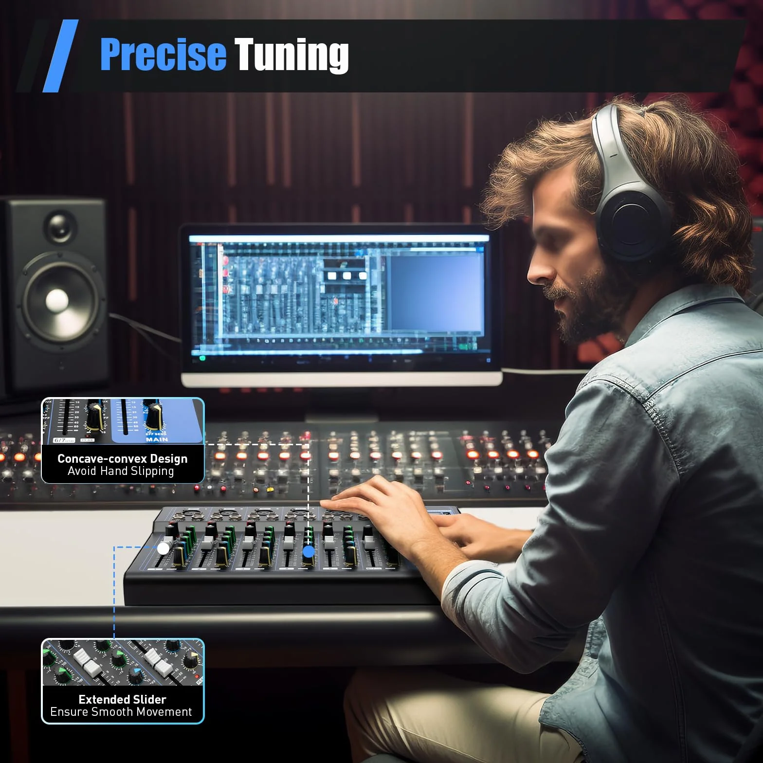 Mikser audio Bluetooth, 7-kanałowy, mikser DJ Live Studio z USB, mikser audio na żywo, 6 trybów muzyki, konsola do miksowania dźwięku, do studia produkcji muzyki, barów i scen, dla