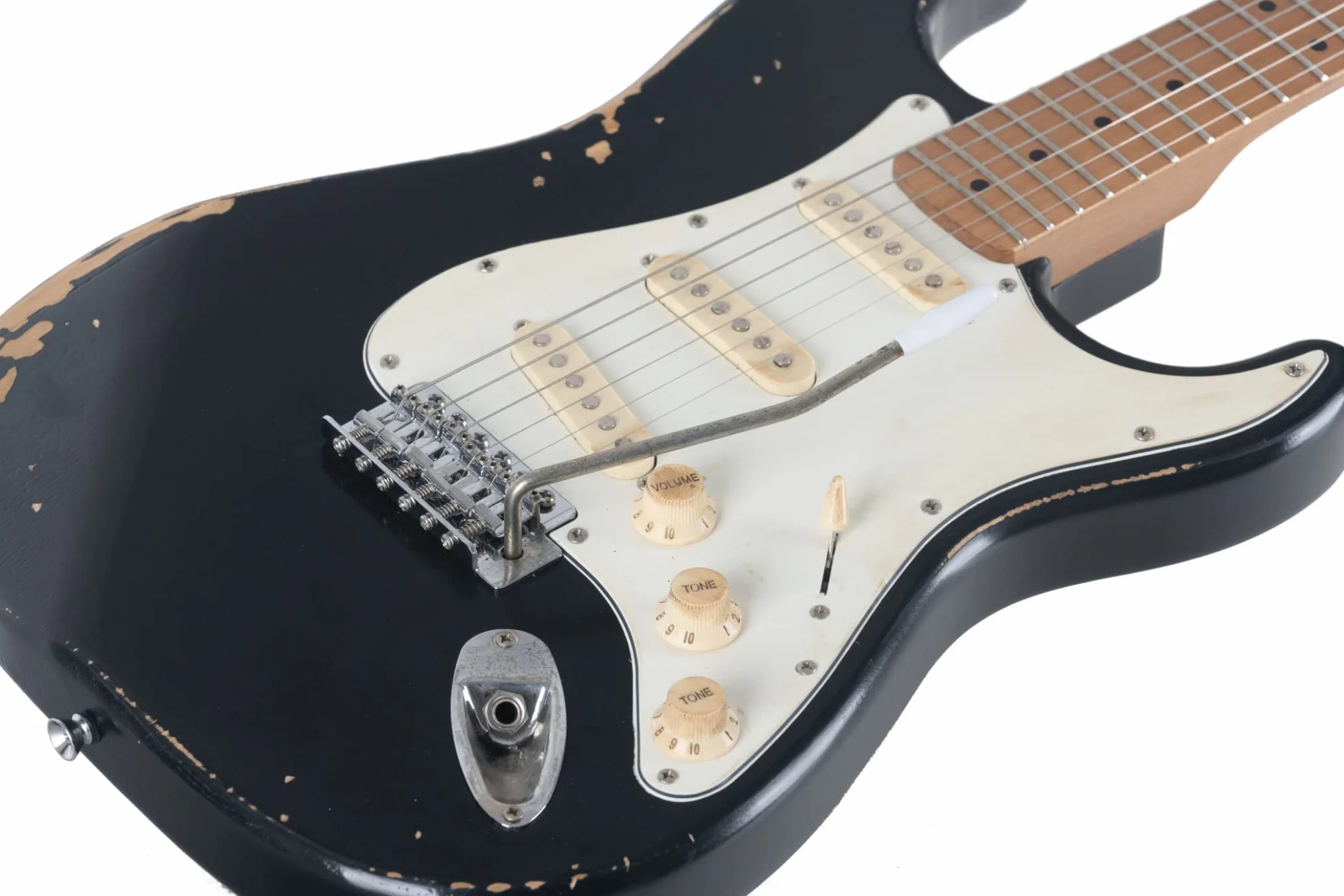 Rocktile Vinstage ST-RMBK gitara elektryczna relicowa jesion prażony klon 3 x Single Coil Pickup czarny