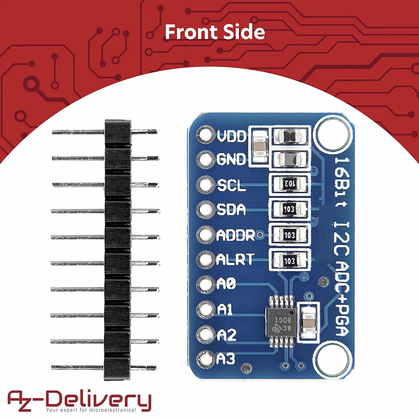 AZDelivery Compatible with ADS1115 ADC moduł 16bit 4 kanały kompatybilne z Arduino i Raspberry Pi z e-Book!