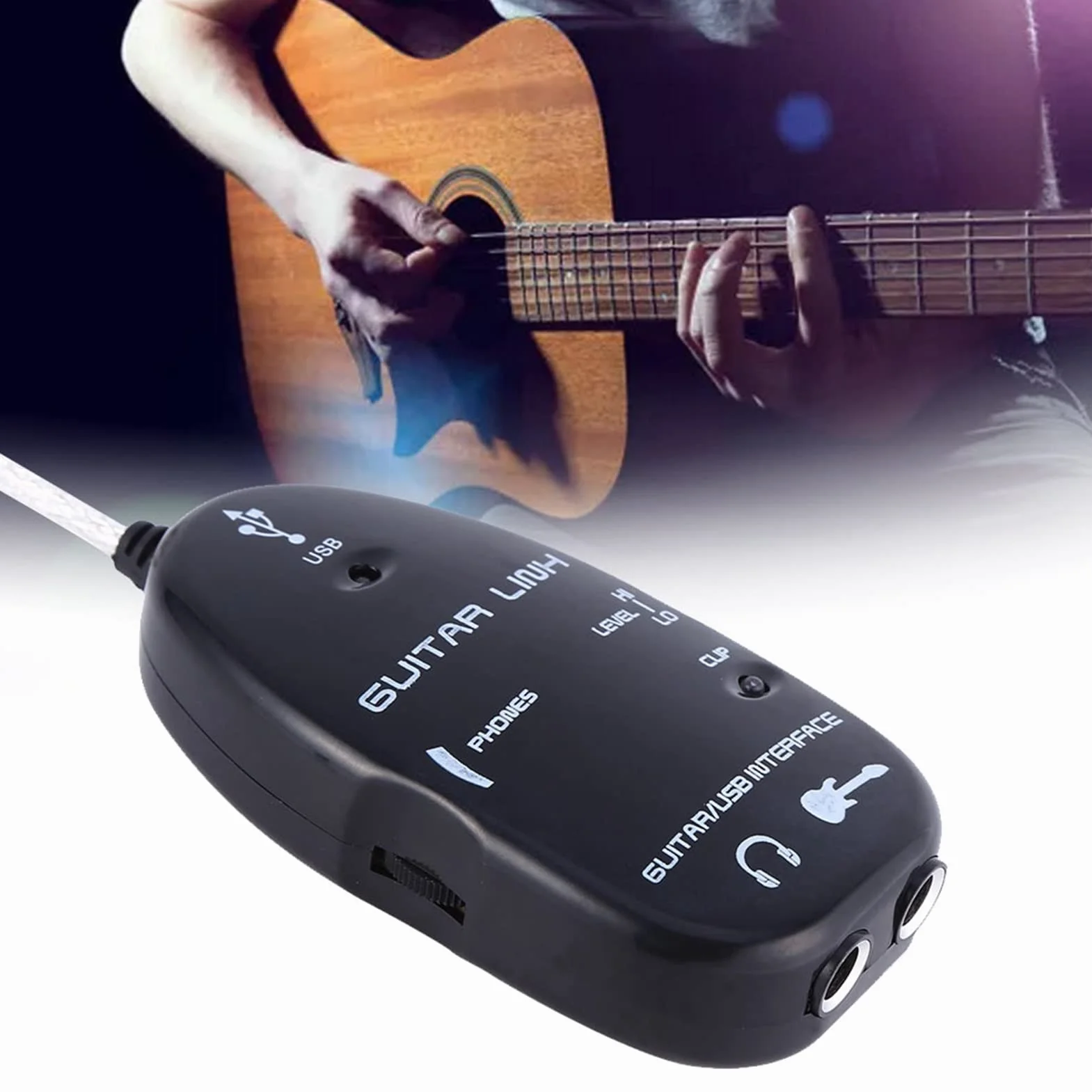 Kabel Rocksmith, profesjonalny kabel USB Guitar Link, Prosta instalacja Plug and Play Gitara Sprzęt nagrywający Gitara Do PC Interfejs z komputerem i nadaje się do