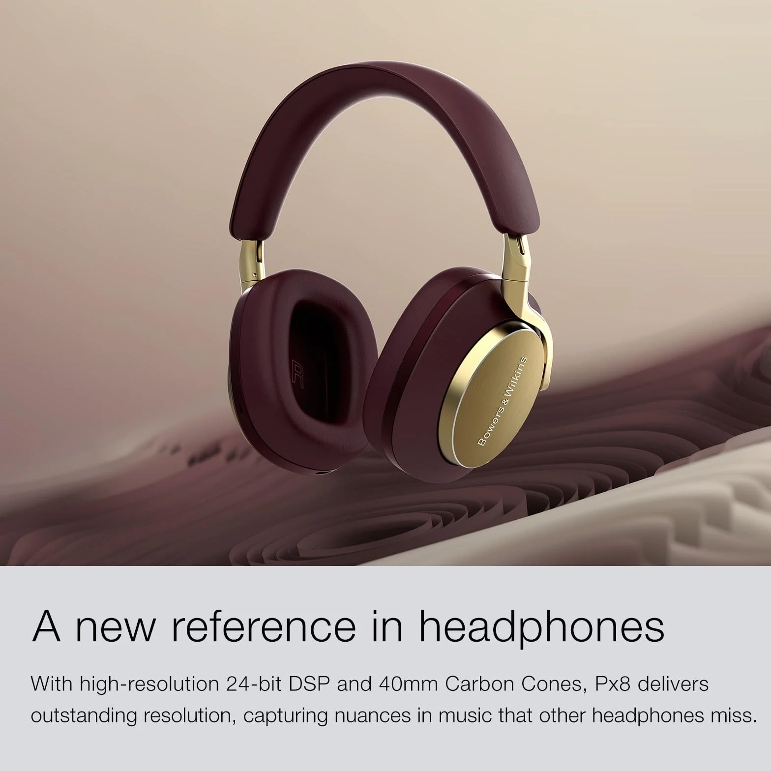 Bowers & Wilkins FP42978 PX8 bezprzewodowe słuchawki nauszne z Bluetooth i redukcją szumów, beżowe