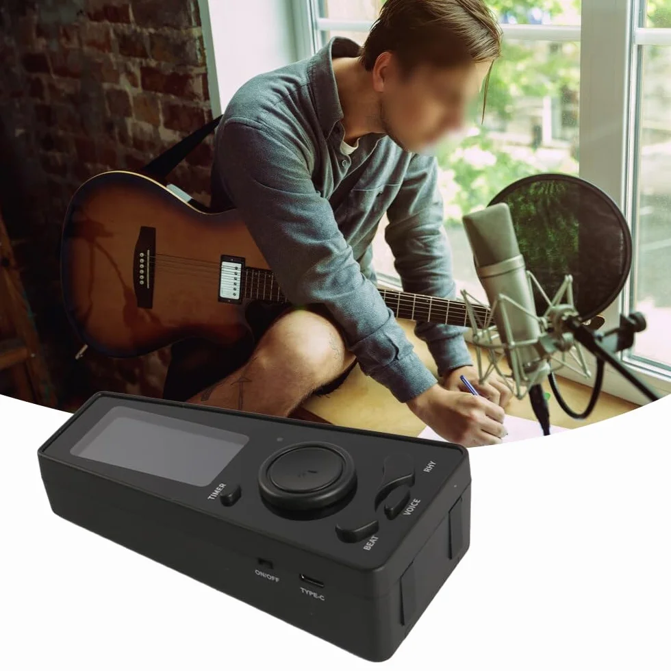 Elektroniczny metronom cyfrowy z regulacją głośności, pokrętłem tempa i timerem do fortepianu, gitary, skrzypiec, ukulele, perkusji (czarny)