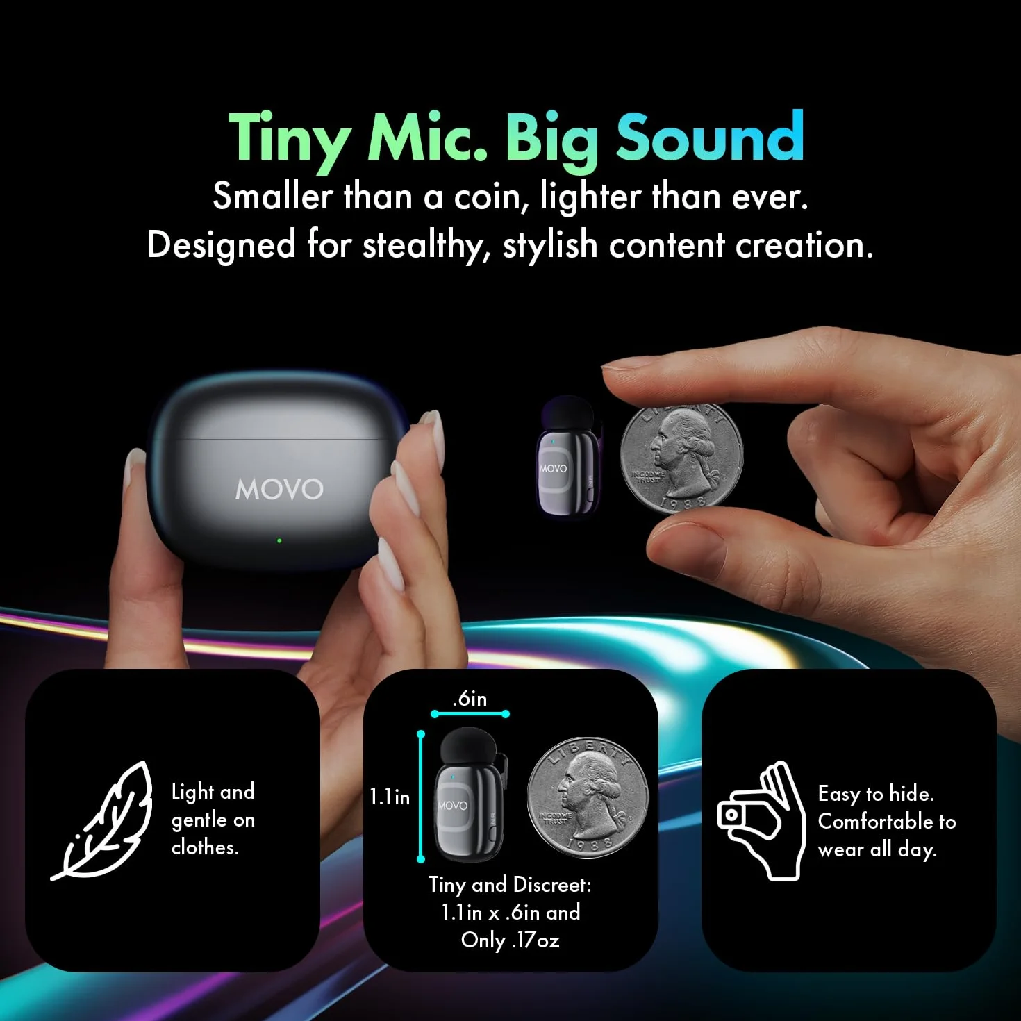 Movo NanoMic Dual USB-C bezprzewodowy mikrofon do iPhone 15/16+, Android, iPad Pro i laptopów – idealny do vlogowania i TikTok