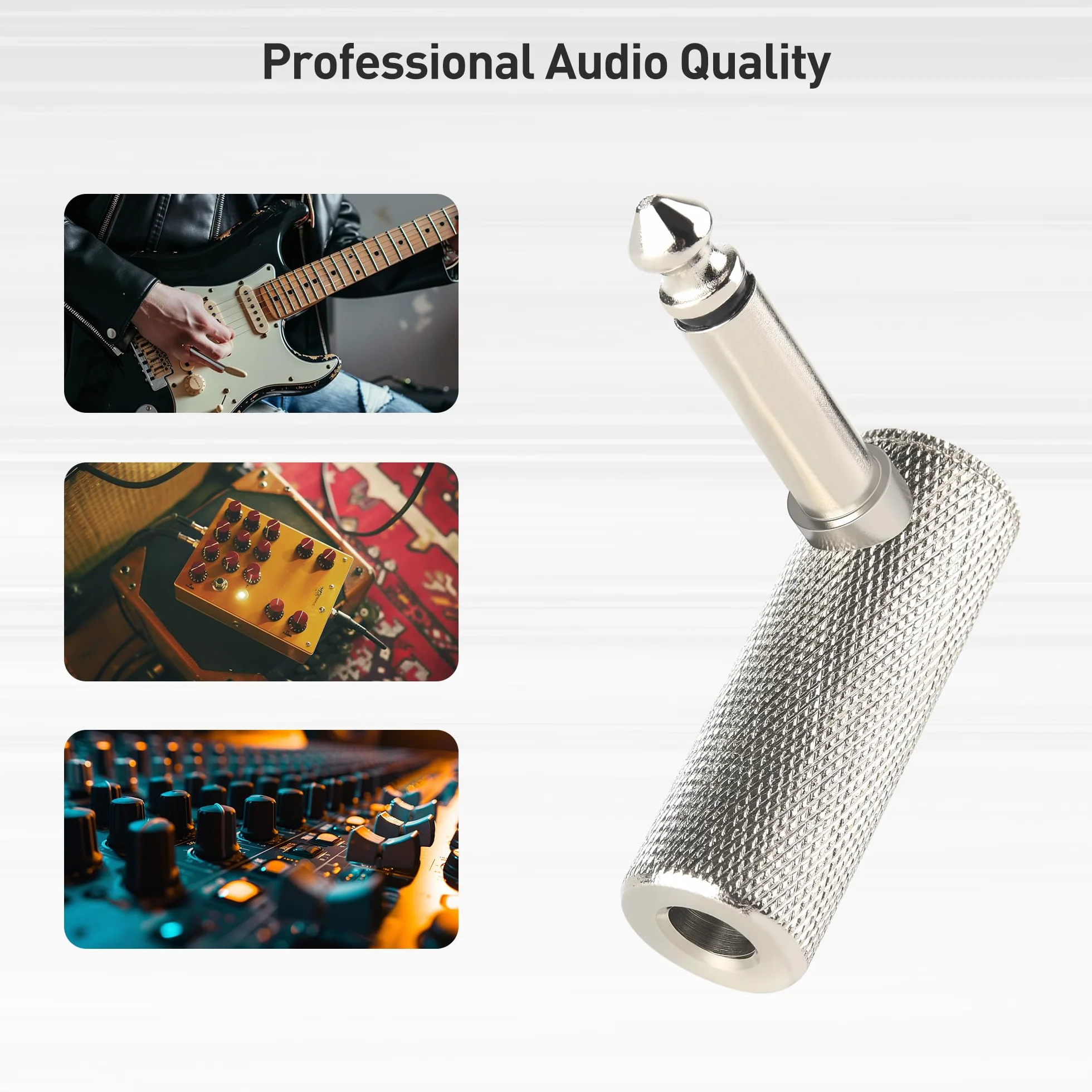 Cable Matters 2-pak adapter kątowy jack – 6,35 mm Jack TS adapter kątowy do gitar elektrycznych, wzmacniaczy basowych, mikserów i korektorów