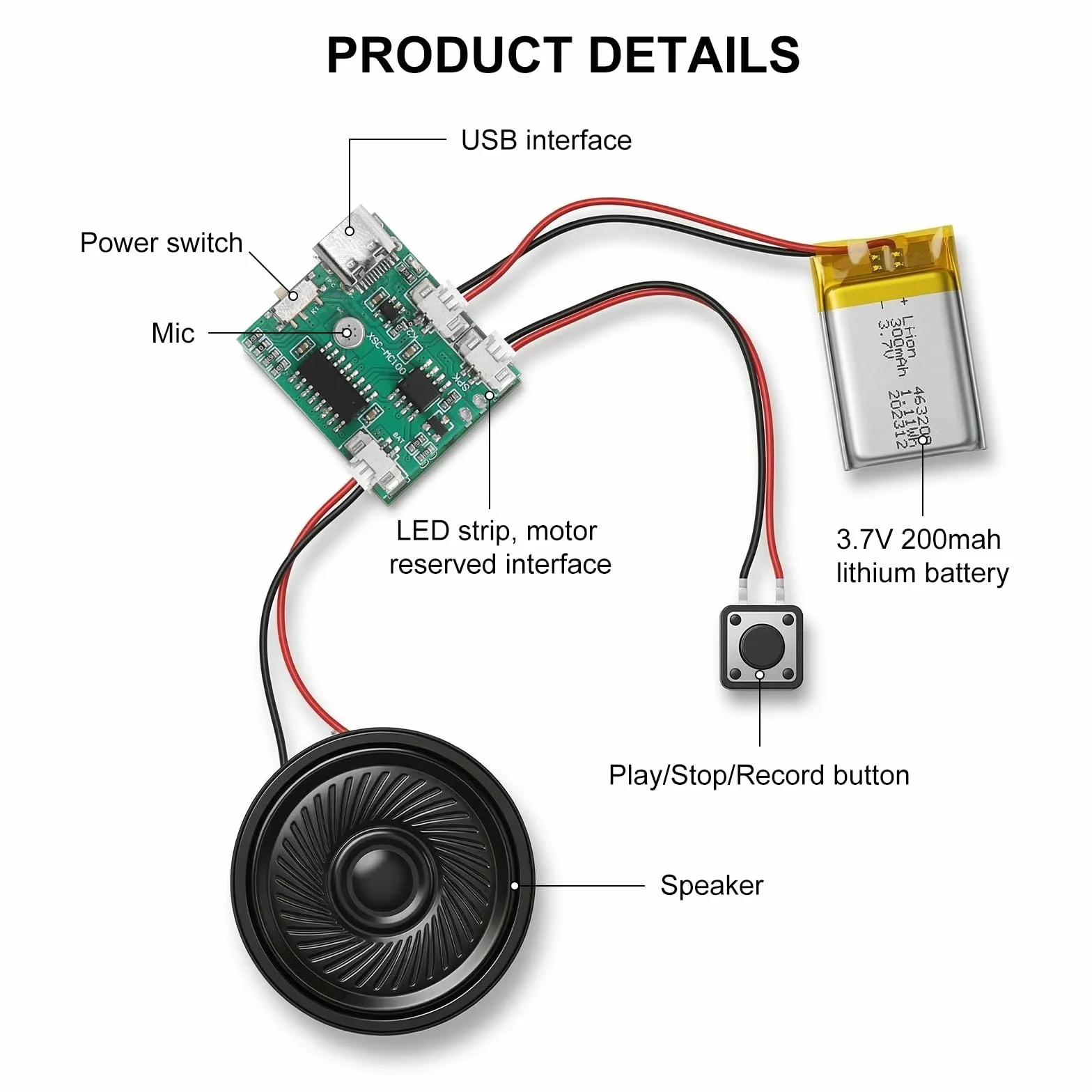 Moduł dźwiękowy MP3 - programowalny moduł audio z głośnikiem do projektów DIY - pamięć 8 MB, transmisja USB do muzyki i spersonalizowane prezenty