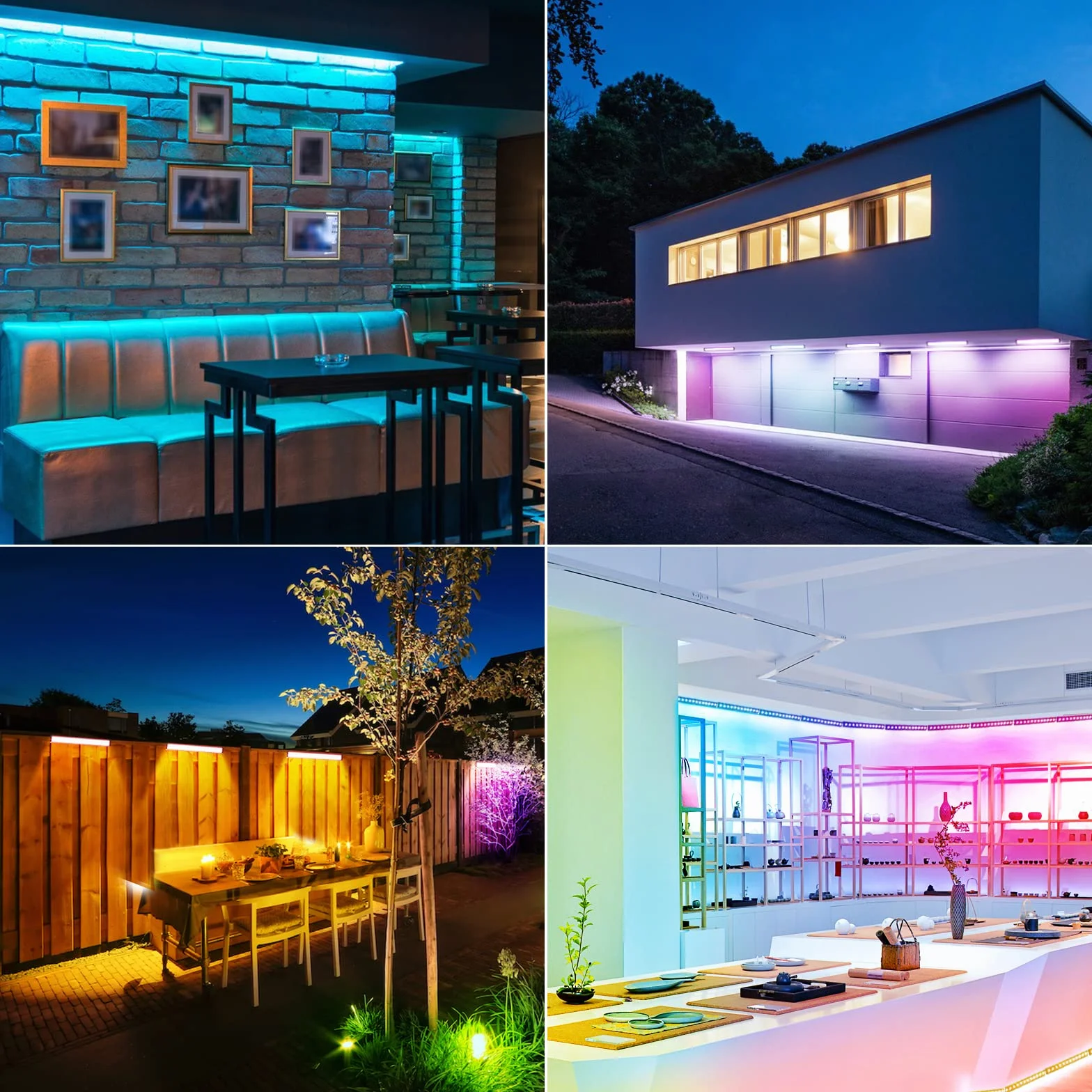 MEIHUA Reflektor RGB 42 W, do zewnątrz, 10 kolorów, 6 jasności, 30 trybów, IP66, oświetlenie ścianowe i LED, efekty świetlne z pilotem zdalnym