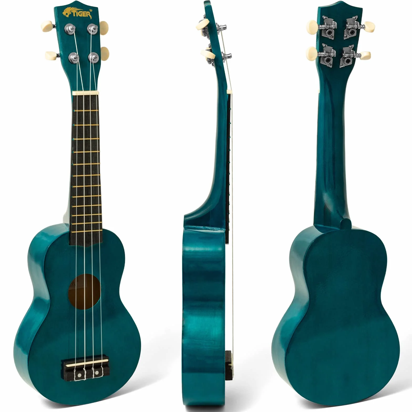Tiger Ukulele sopranowe z torbą do przenoszenia, filcowe piórko i sznurki zapasowe, niebieski morski | Optymalne dla początkujących i szkół – zawiera etui, filcowy i zapasowe struny teraz ze strunami Aquila