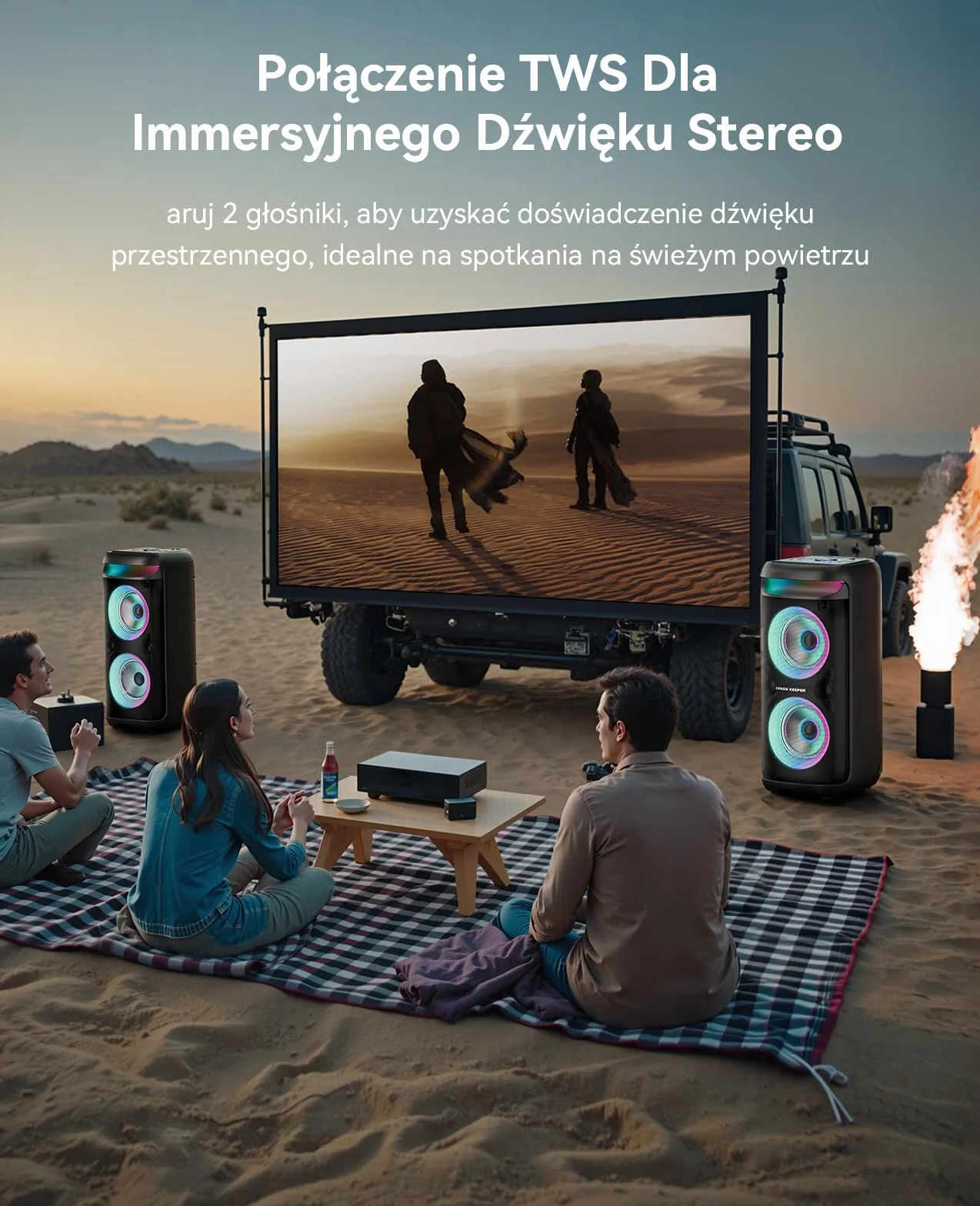 GKD60 Karaoke Box dla Dorosłych z 2 Mikrofonami Bezprzewodowymi, Przenośny Bluetooth Głośnik na Imprezę, System Audio 500W Mocy Szczytowej z LED, USB/TF/AUX, Idealny na Imprezę na Świeżym Powietrzu