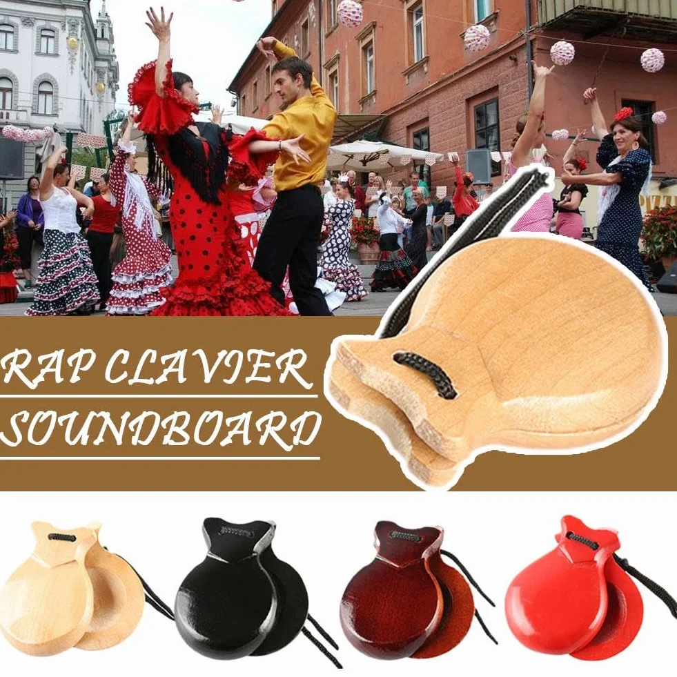 2 pary kastanietów dla dorosłych, taniec flamenco kastaniety ze struną ręcznie kastaniety dla dzieci perkusyjny instrument muzyczny drewno hiszpańskie kastaniety instrument muzyczny