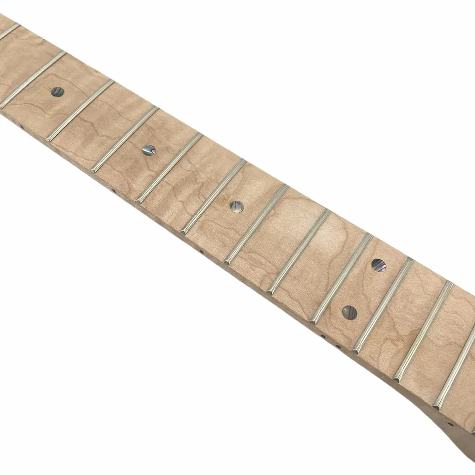 Yinfente Płomień klon gryf gitarowy 21 prog 65 cm błyszczący przezroczysty płaszcz farba perłowa kropka wkładka DIY wymiana gitary (przezroczysta)