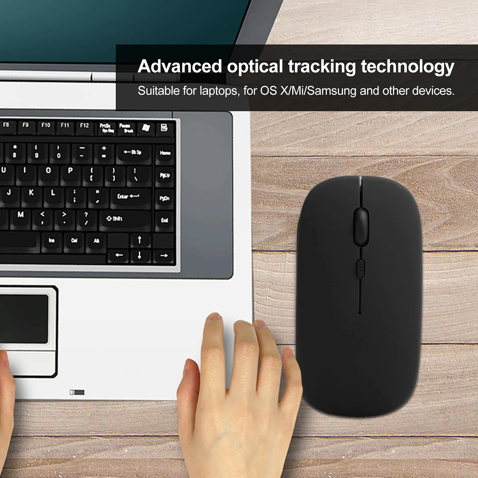 Zunate Bezprzewodowa mysz Bluetooth 5.0 czarna, cicha 800/1200/1600 DPI regulowana, do laptopa i tabletu