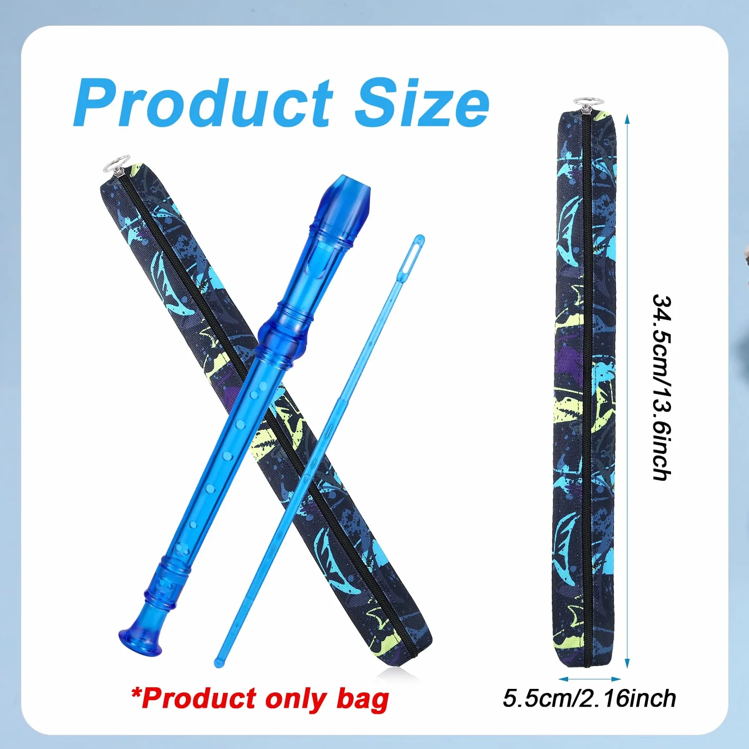 Torba do przechowywania fletu, długość 33 cm, zapinana na zamek flet i torba Piccolo, przenośna, nadająca się do prania, etui na flet, torba na pionowe flety (styl 1)